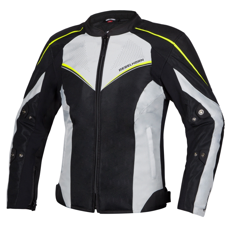 Veste de moto Rebelhorn Hiflow IV Black-Silver-Fluo Yellow pour femme soldes