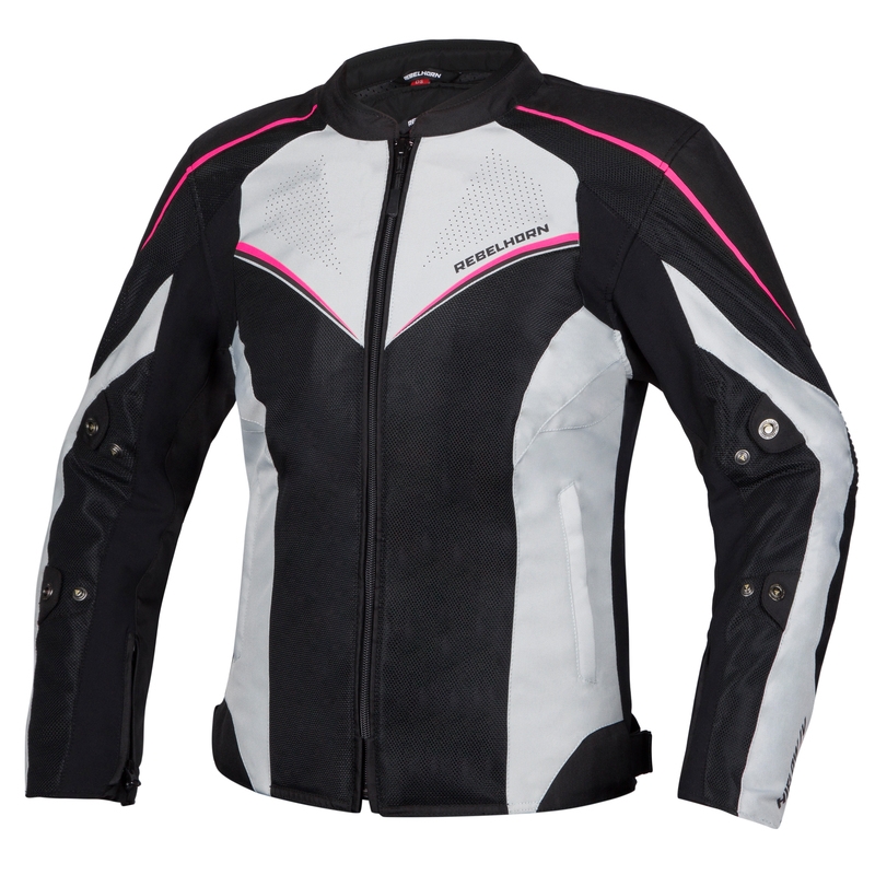 Veste de moto Rebelhorn Hiflow IV Black-Silver-Pink pour femme soldes