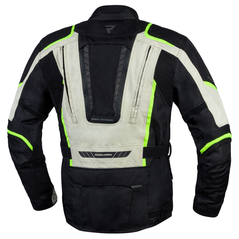 Veste de moto Rebelhorn Hiker III noir-gris-jaune fluo soldes