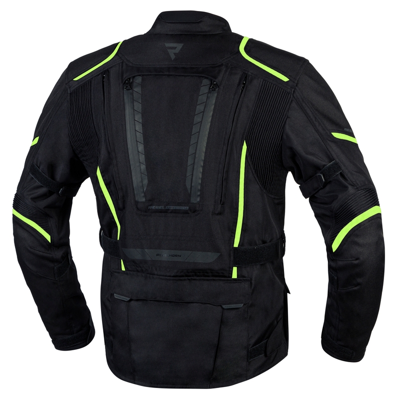 Veste de moto Rebelhorn Hiker III noir-jaune fluo