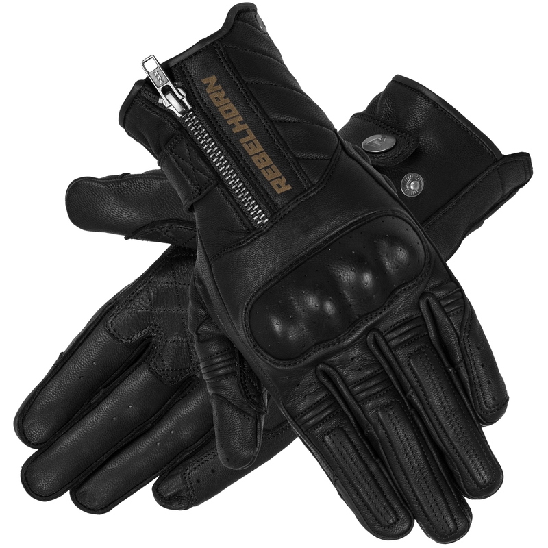 Gants de moto noirs Rebelhorn Hunter soldes