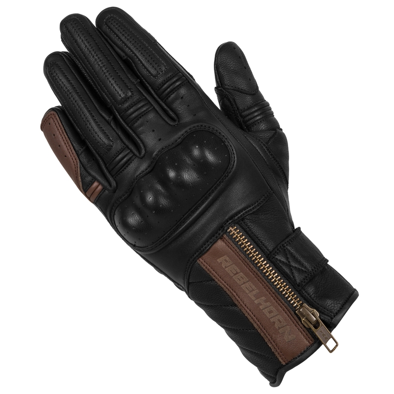 Gants de moto Rebelhorn Hunter noir et marron soldes