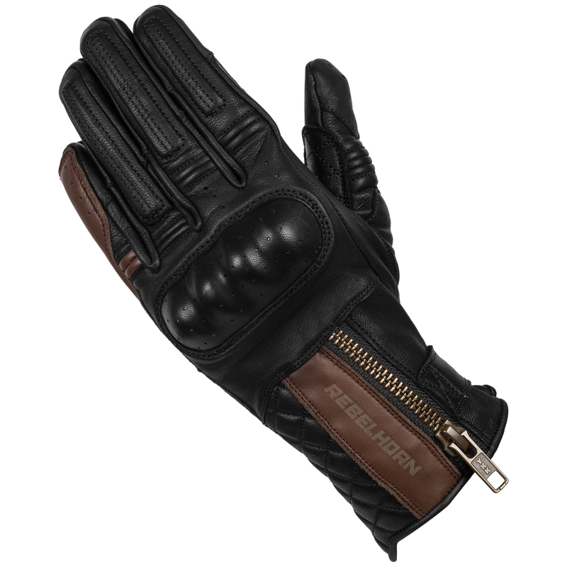 Gants de moto Rebelhorn Hunter noir et marron pour femmes soldes