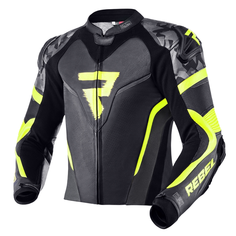 Veste de moto Rebelhorn Rebel noir-gris-jaune fluo soldes