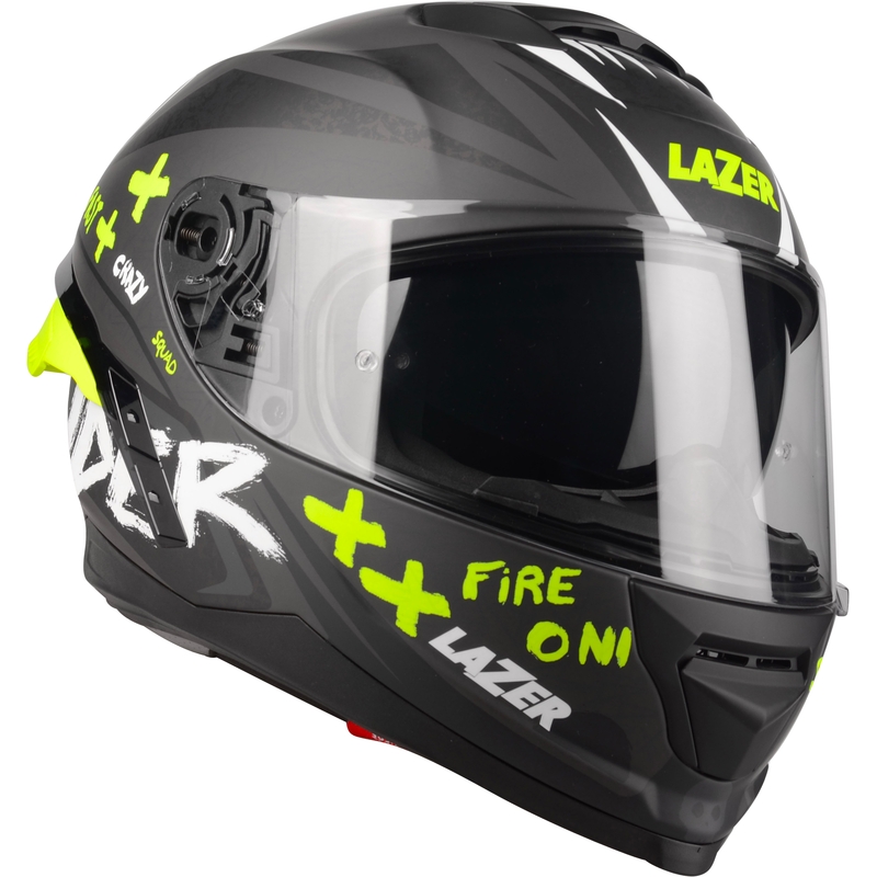 Casque moto intégral Lazer Rafale SR Ride Oni gris-blanc-jaune fluo soldes