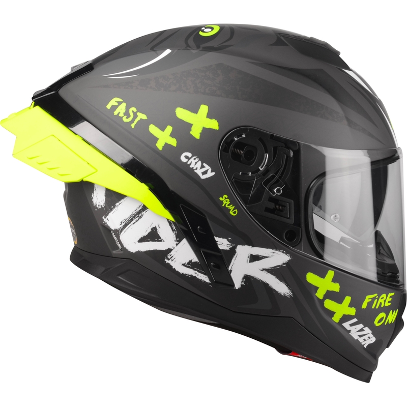 Casque moto intégral Lazer Rafale SR Ride Oni gris-blanc-jaune fluo soldes