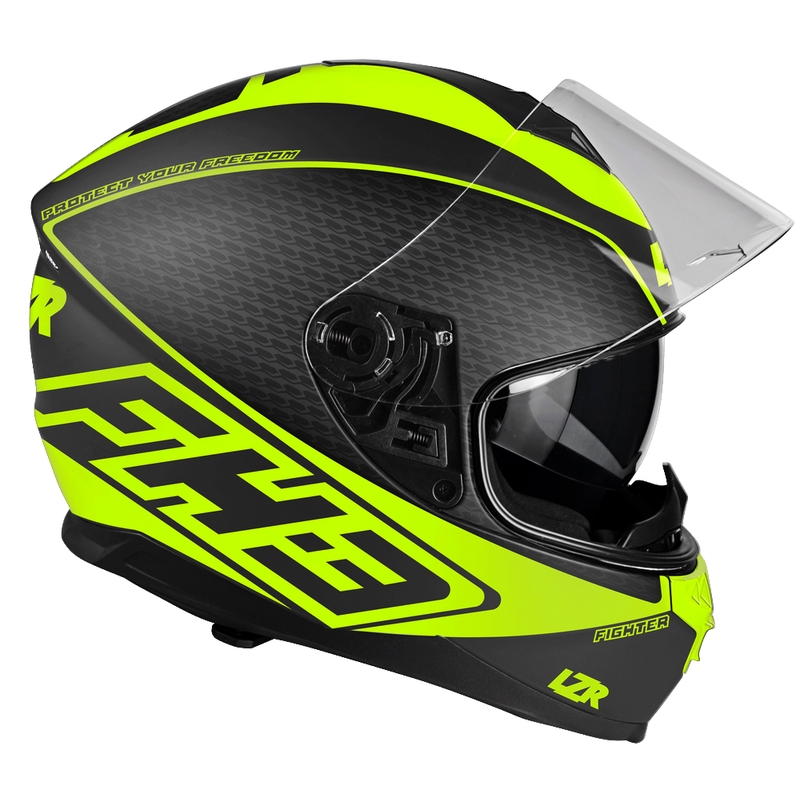 Casque moto intégral Lazer FH3 Fighter noir-jaune fluo soldes