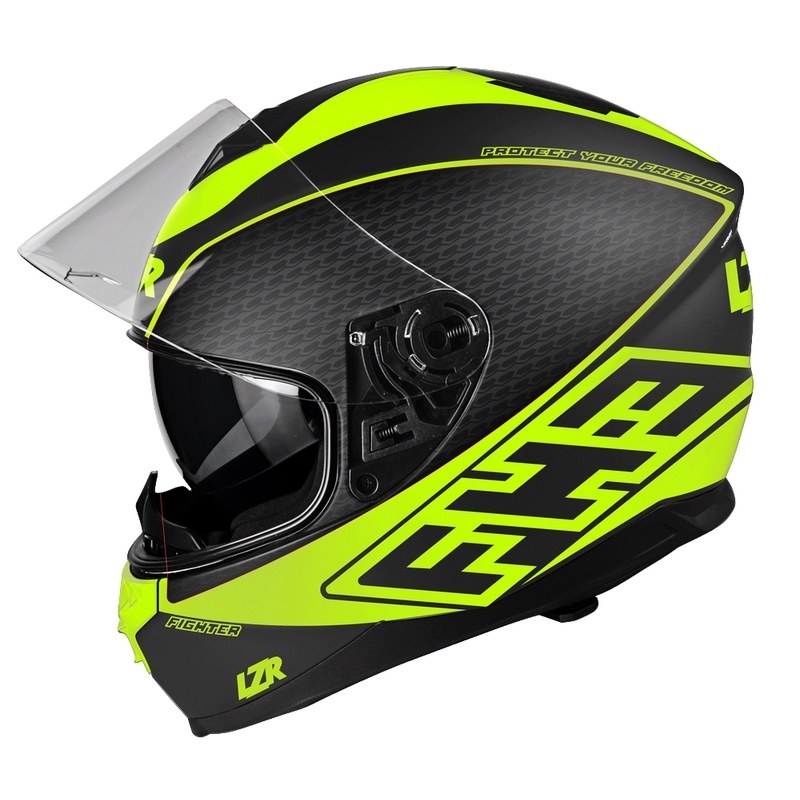 Casque moto intégral Lazer FH3 Fighter noir-jaune fluo soldes