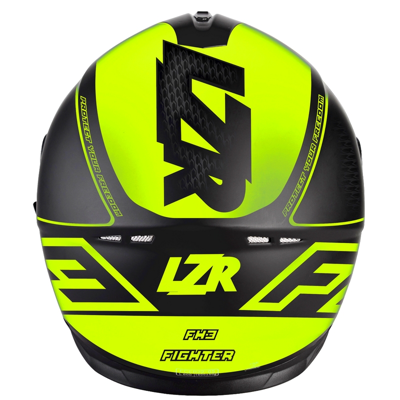 Casque moto intégral Lazer FH3 Fighter noir-jaune fluo soldes
