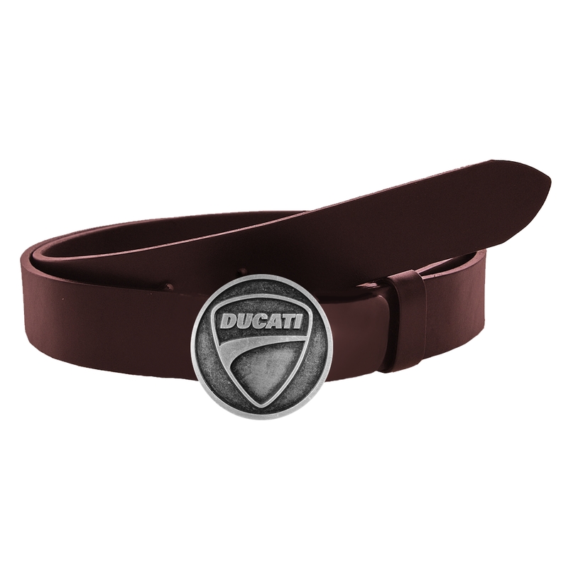 Ceinture moto en cuir avec boucle Ducati marron