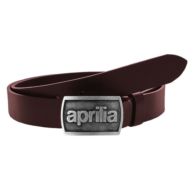 Ceinture moto en cuir avec boucle Aprilia marron