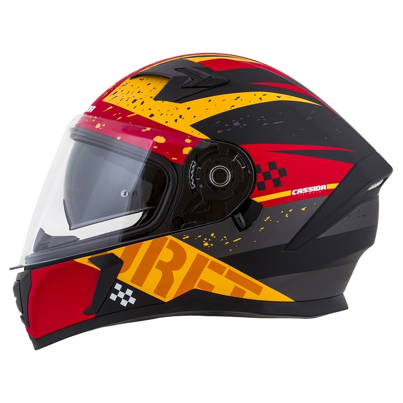 Casque moto intégral Cassida Integral 3.0 DRFT orange-rouge fluo