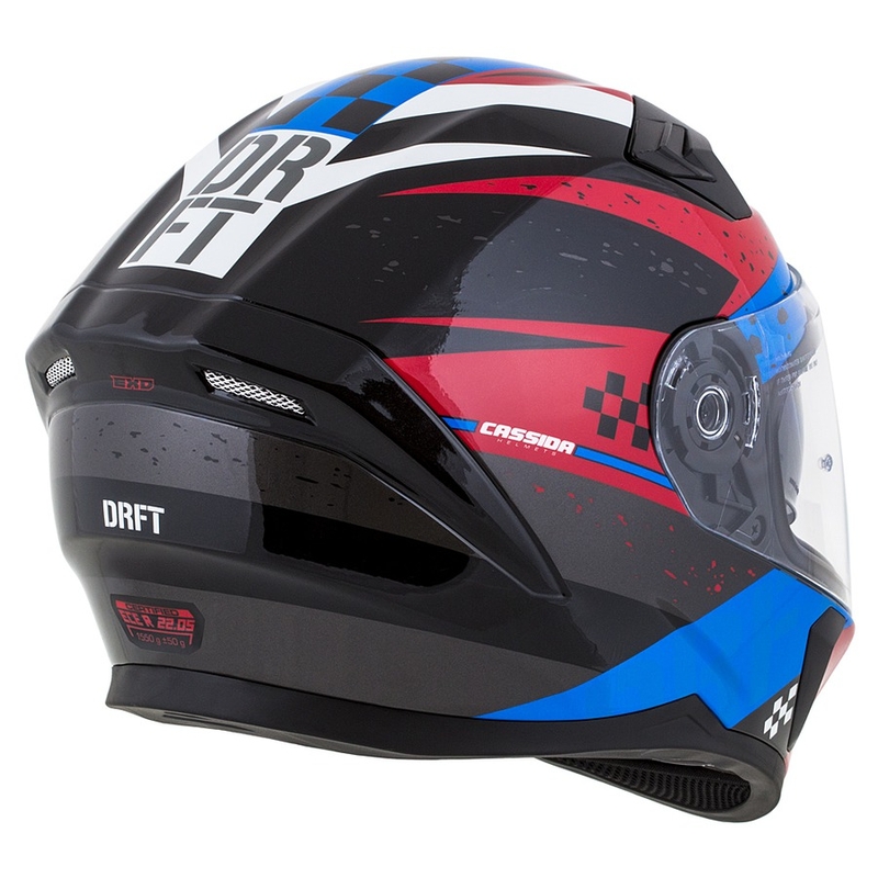 Casque moto Integral Cassida Integral 3.0 DRFT rouge-bleu perle