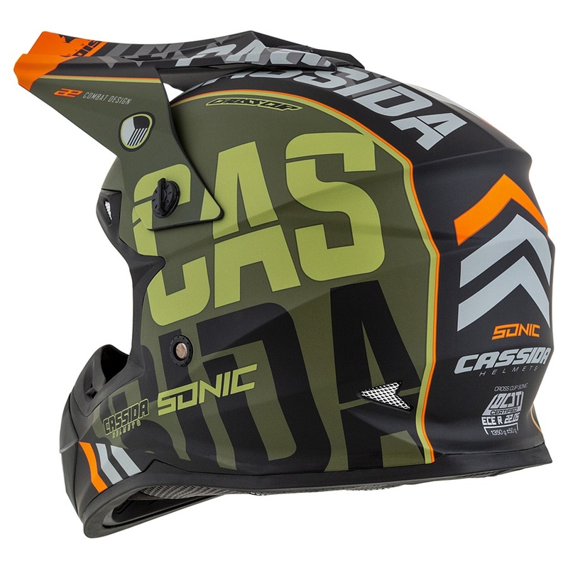 Cassida Cross Cup Sonic motocross helmet orange-vert matt
