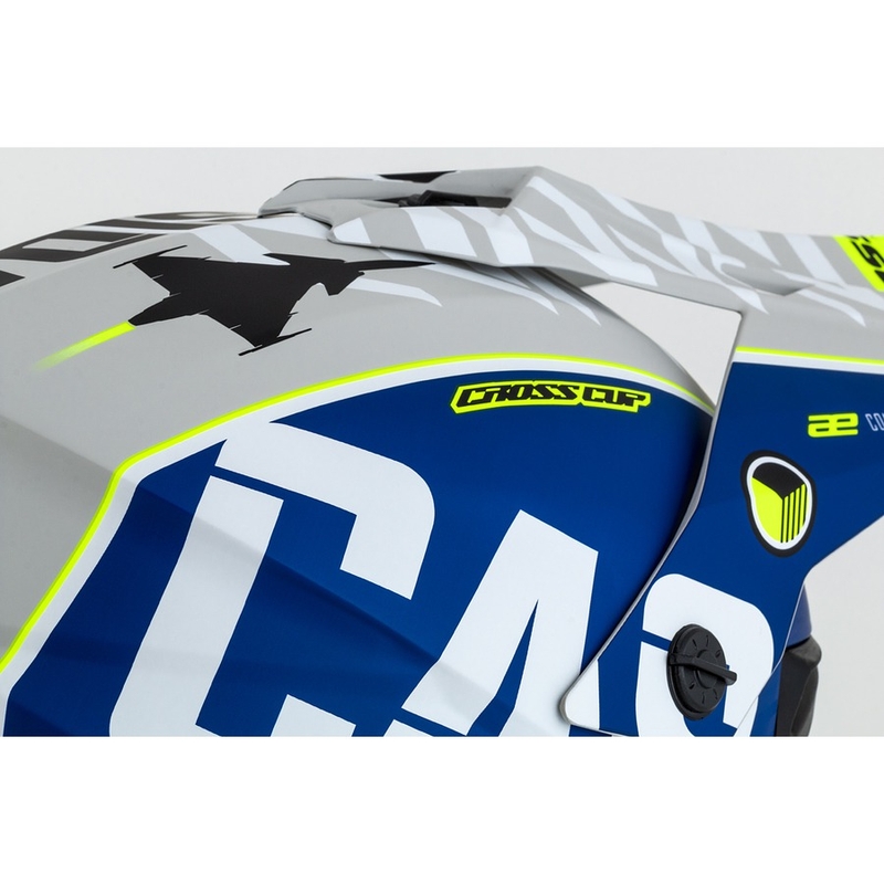 Casque de motocross Cassida Cross Cup Sonic fluo jaune-bleu matt