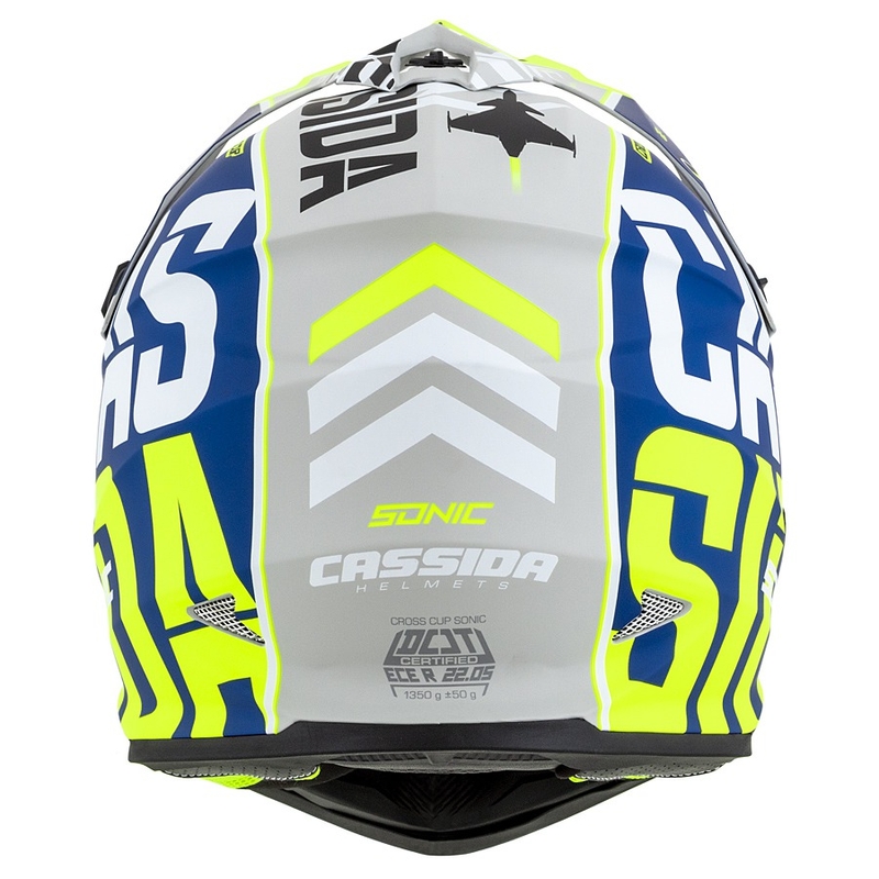 Casque de motocross Cassida Cross Cup Sonic fluo jaune-bleu matt