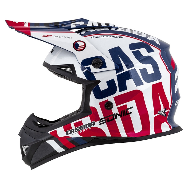 Casque de motocross Cassida Cross Cup Sonic rouge-bleu-blanc