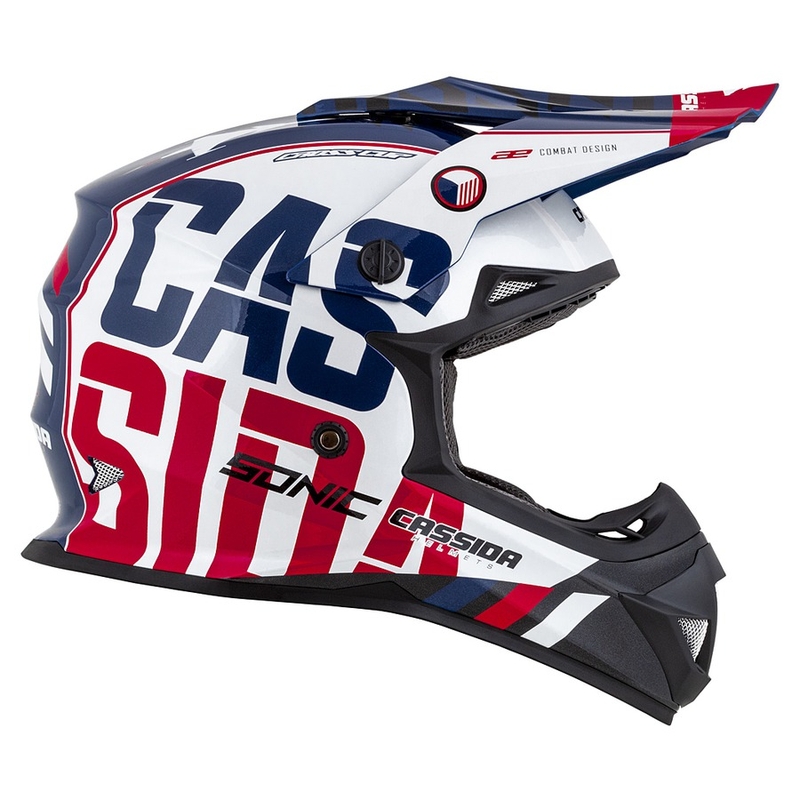 Casque de motocross Cassida Cross Cup Sonic rouge-bleu-blanc