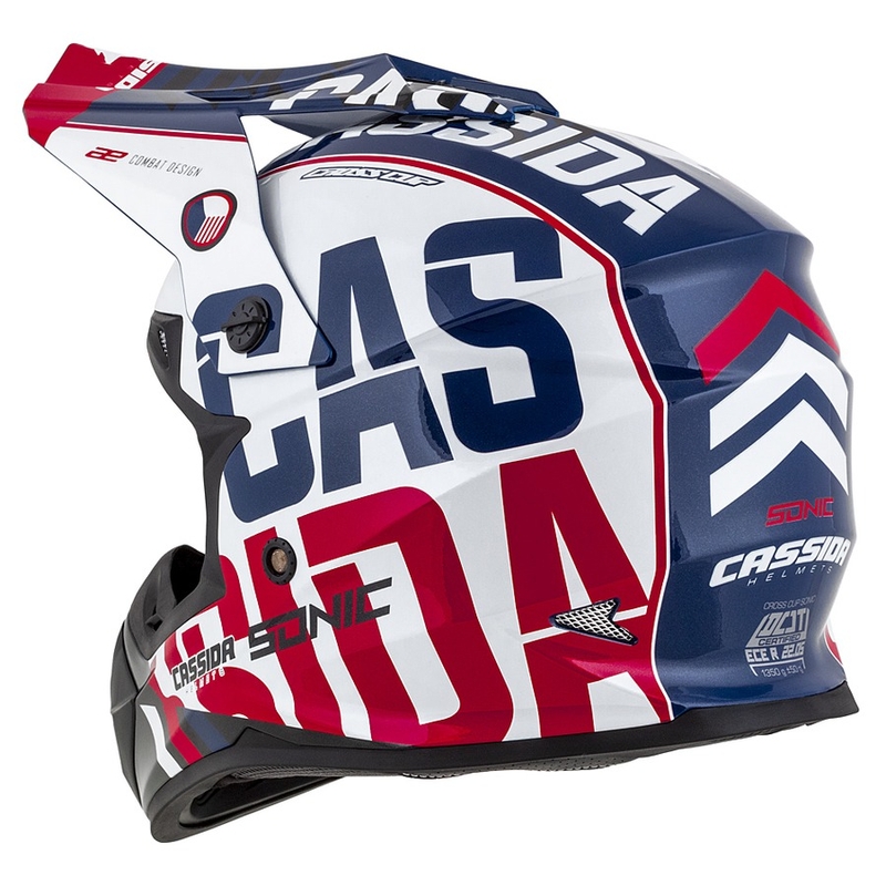 Casque de motocross Cassida Cross Cup Sonic rouge-bleu-blanc