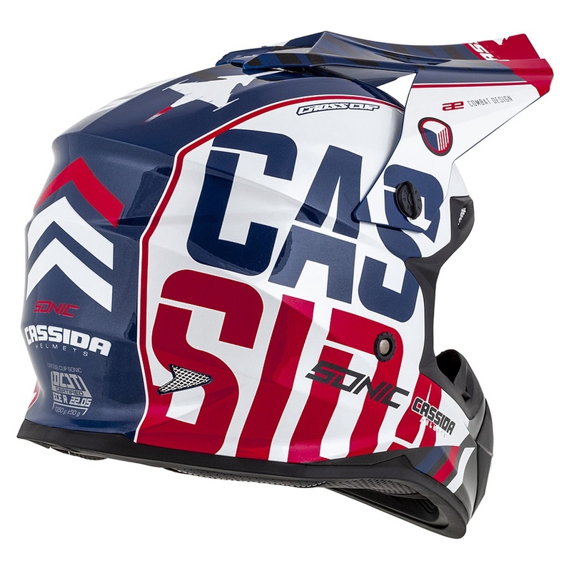 Casque de motocross Cassida Cross Cup Sonic rouge-bleu-blanc