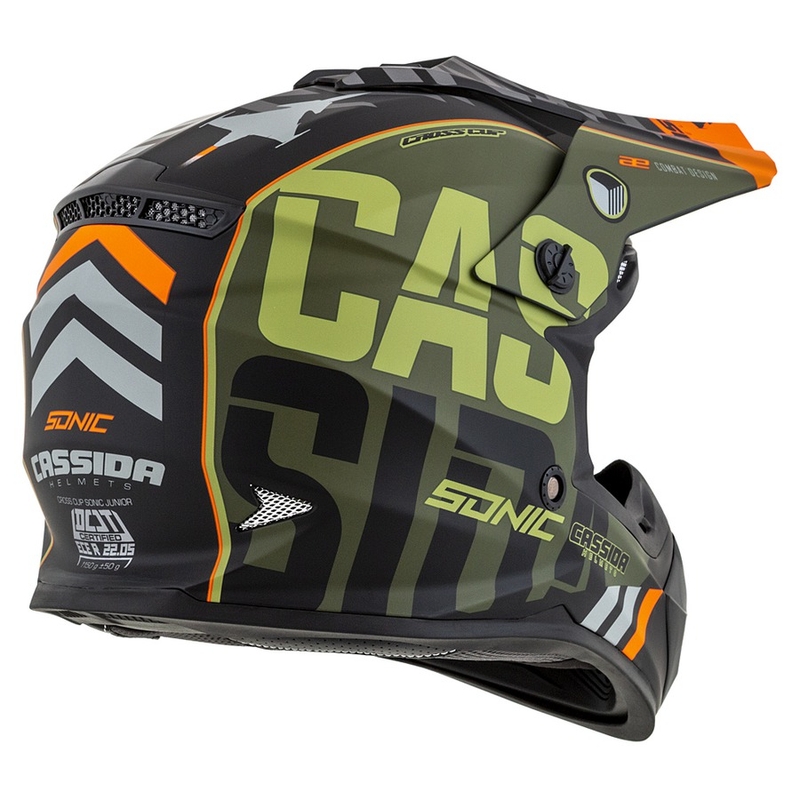 Dětská motokrosová přilba Cassida Cross Cup Sonic Junior oranžovo-zelená matná výprodej