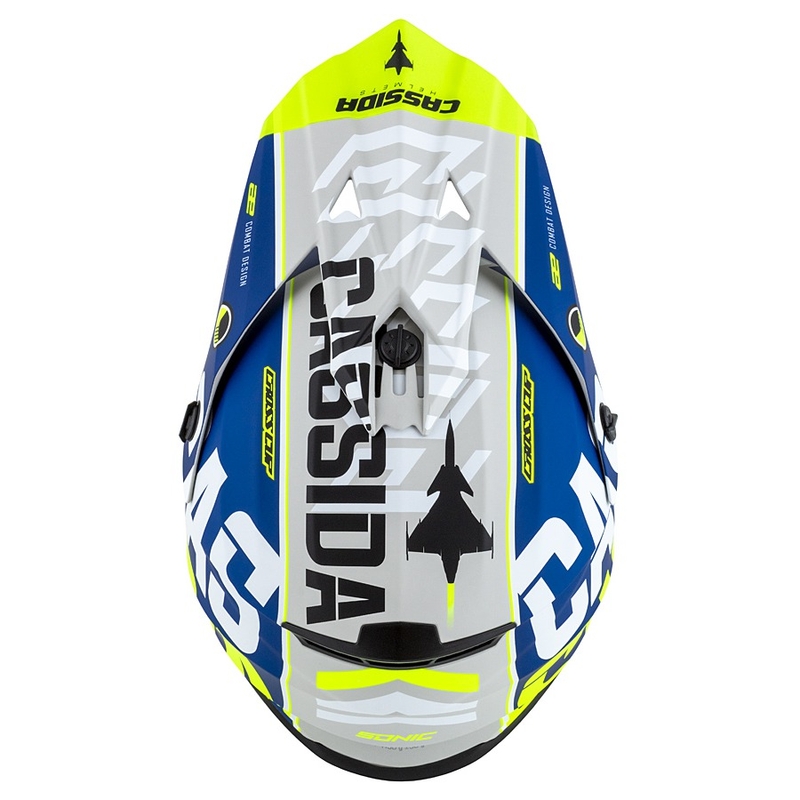 Dětská motokrosová přilba Cassida Cross Cup Sonic Junior fluo žluto-modrá matná výprodej