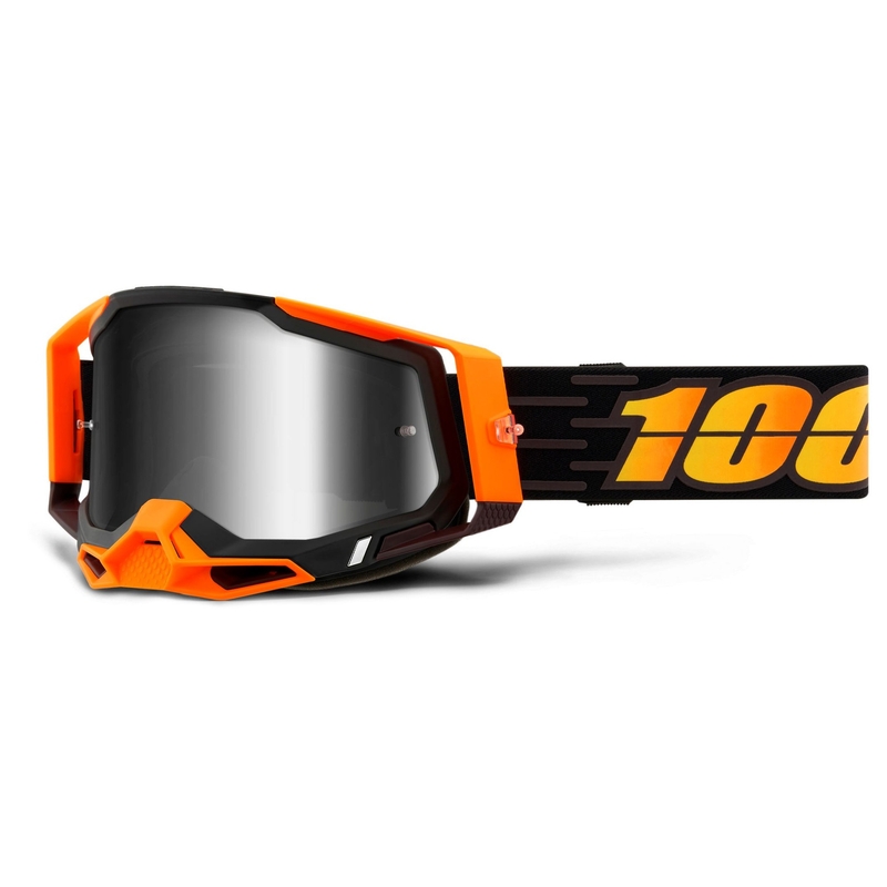 Motokrosové brýle 100% RACECRAFT 2 černo-oranžové (stříbrné zrcadlové plexi)