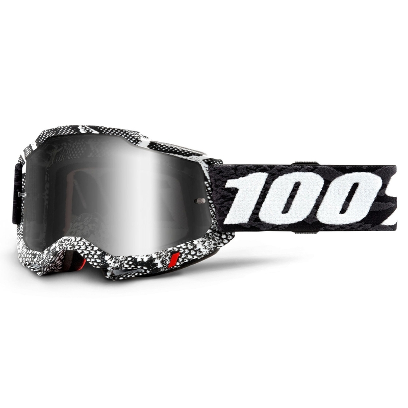 Motokrosové brýle 100% ACCURI 2 černo-bílé (stříbrné zrcadlové plexi)