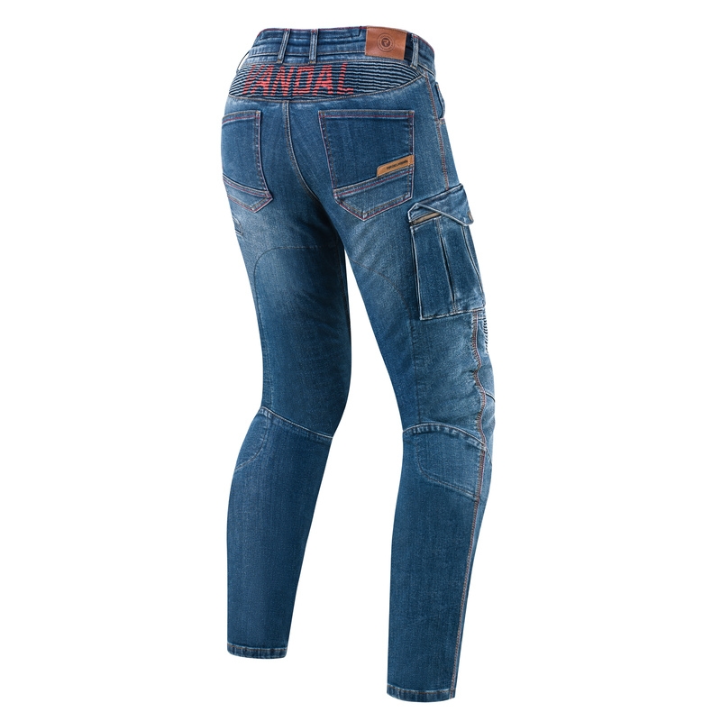 Jeans moto Rebelhorn Vandal bleu délavé soldes