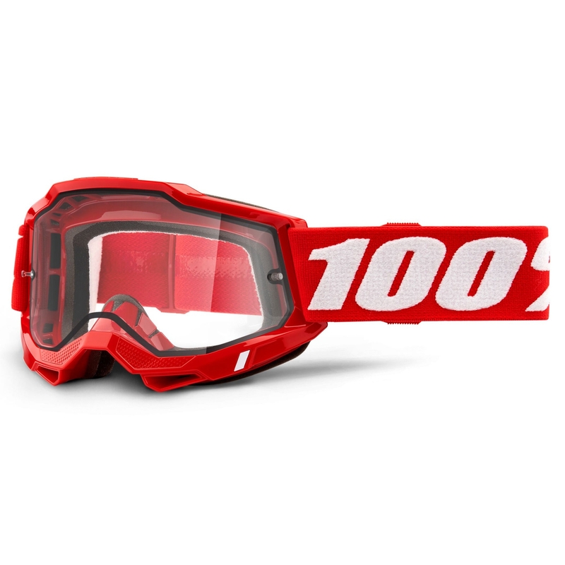 Lunettes de moto-cross 100% ACCURI 2 rouge (double plexi transparent)