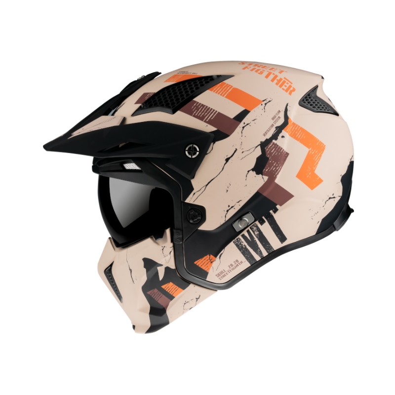 Přilba na motorku MT Streetfighter Skull 2020 oranžovo-hnědá