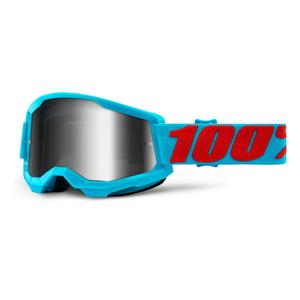 Lunettes de moto-cross 100% STRATA 2 Summit blue (silver mirrored plexi)