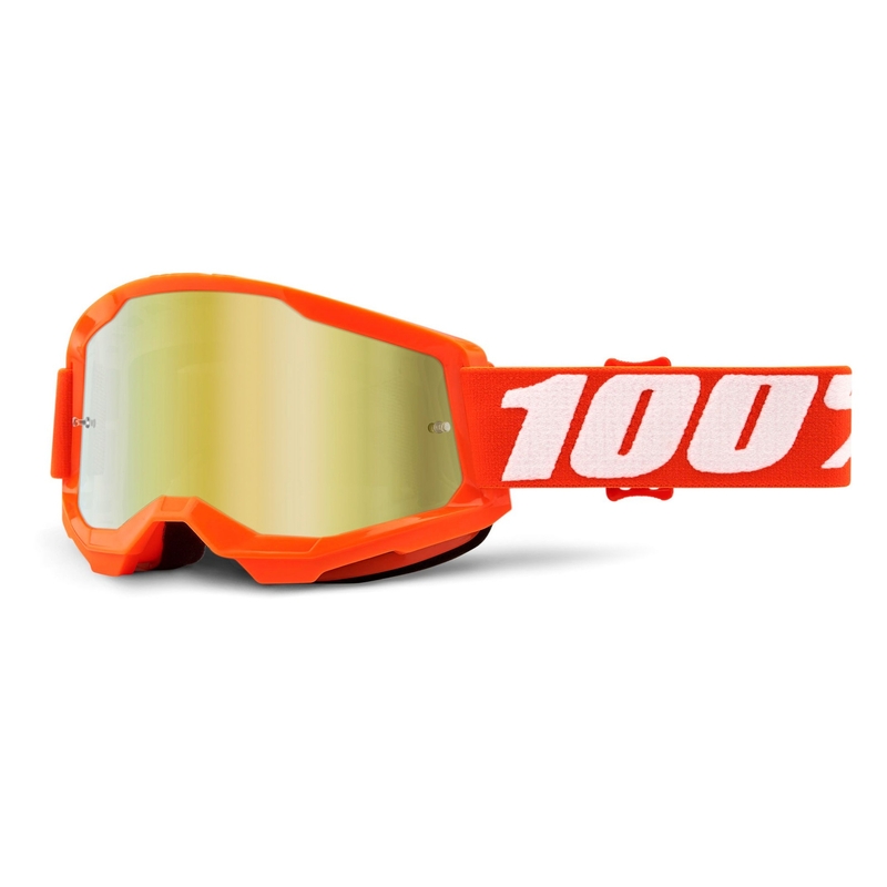 Lunettes de moto-cross 100% STRATA 2 Orange (plexi miroité or)