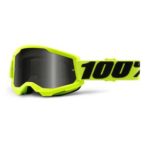 Lunettes de moto-cross 100% STRATA 2 jaune fluo (plexi fumé) soldes