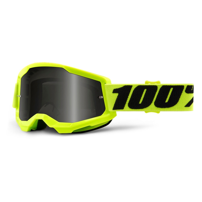 Lunettes de moto-cross 100% STRATA 2 jaune fluo (plexi fumé)