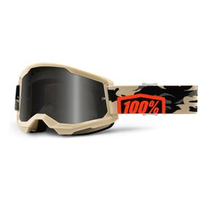 Lunettes de moto-cross 100% STRATA 2 Sand Kombat beige (plexi fumé)