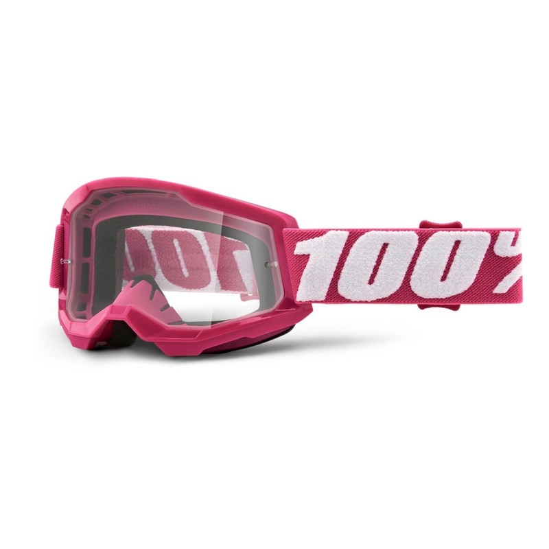 Lunettes de motocross enfant 100% STRATA 2 rose (plexi transparent)