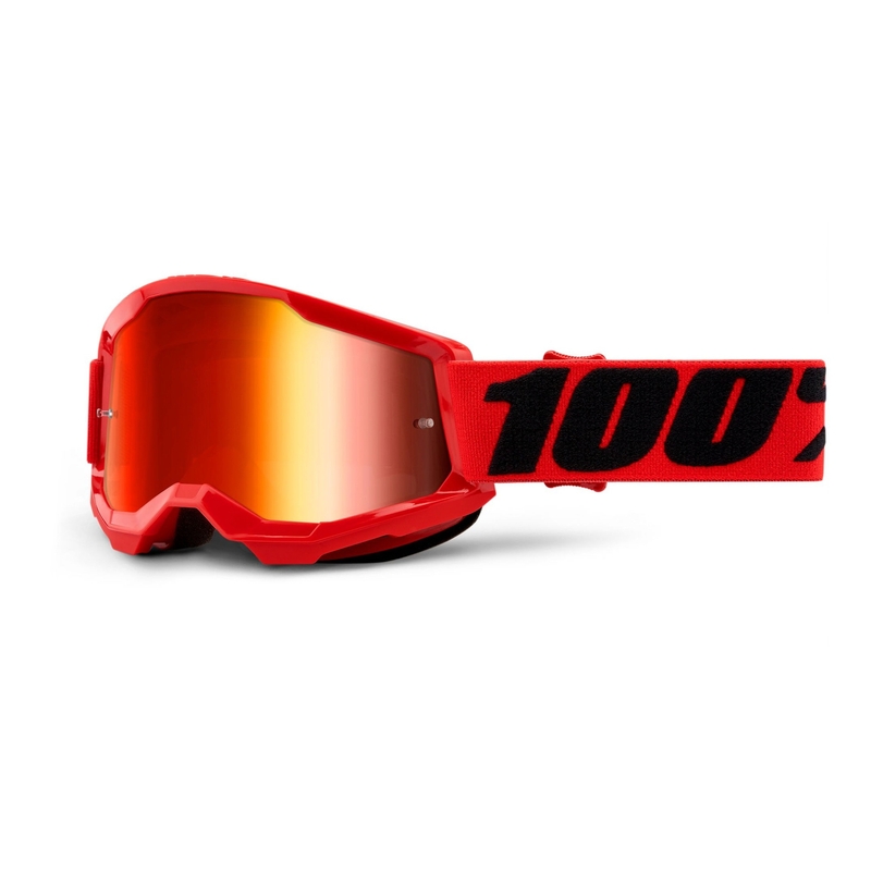 Lunettes de motocross pour enfants 100% STRATA 2 rouge (plexi miroir rouge)