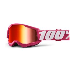 Lunettes de motocross pour enfants 100% STRATA 2 rose (plexi miroir rouge)