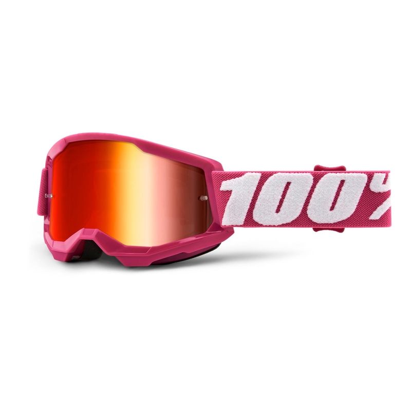 Lunettes de motocross pour enfants 100% STRATA 2 rose (plexi miroir rouge)