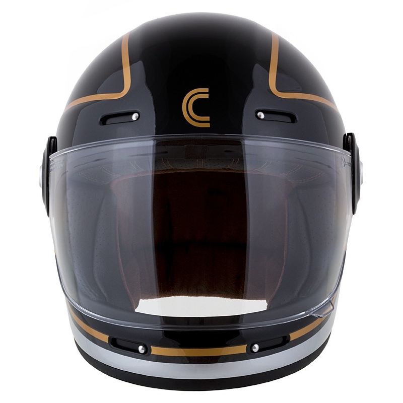 Casque moto intégral Cassida Fibre Jawa Sport noir-argent-or