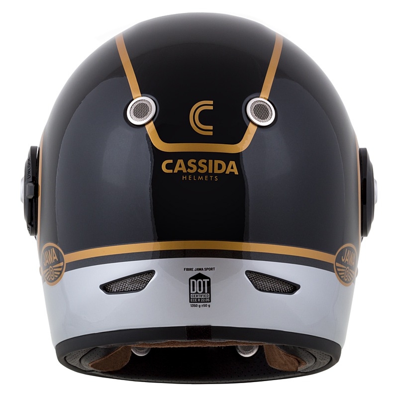 Casque moto intégral Cassida Fibre Jawa Sport noir-argent-or