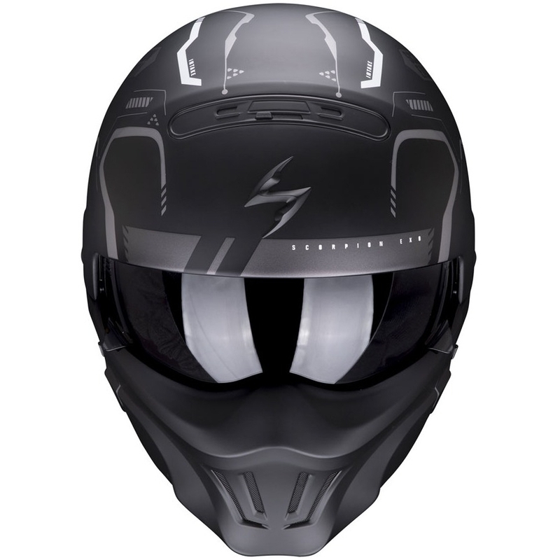 Casque ouvert avec masque Scorpion EXO-COMBAT EVO Ram noir-argenté mat