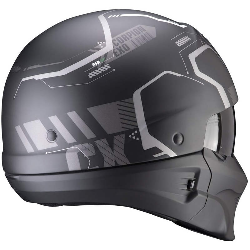 Casque ouvert avec masque Scorpion EXO-COMBAT EVO Ram noir-argenté mat