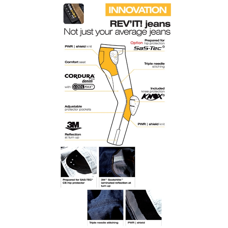 Kevlarové jeansy na motorku Revit Campo prodloužené výprodej