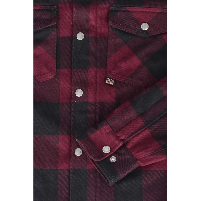 Chemise moto Oxford Kickback 2.0 rouge et noir soldes