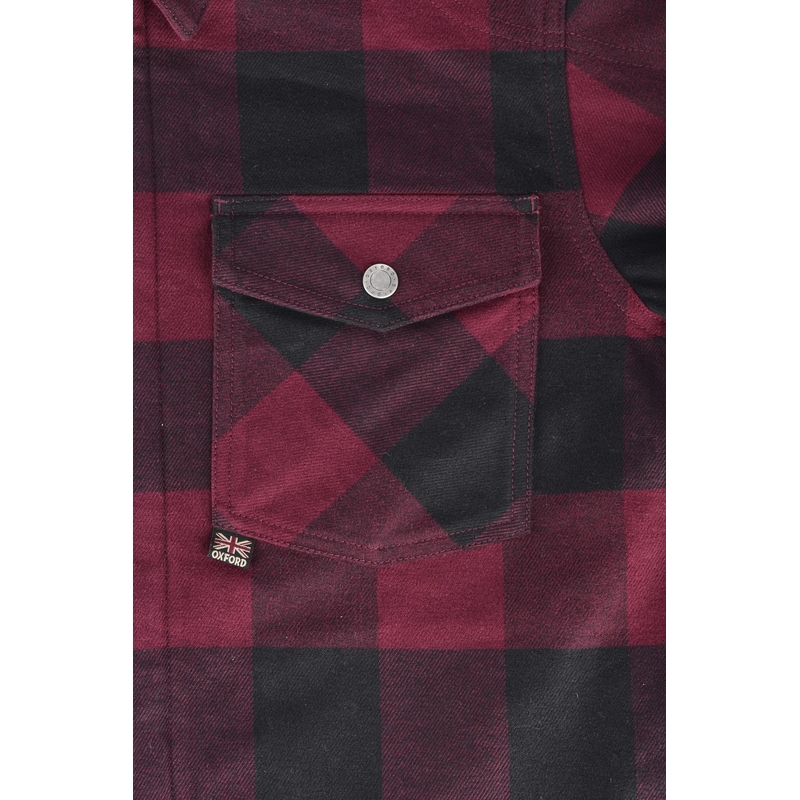 Chemise moto Oxford Kickback 2.0 rouge et noir soldes