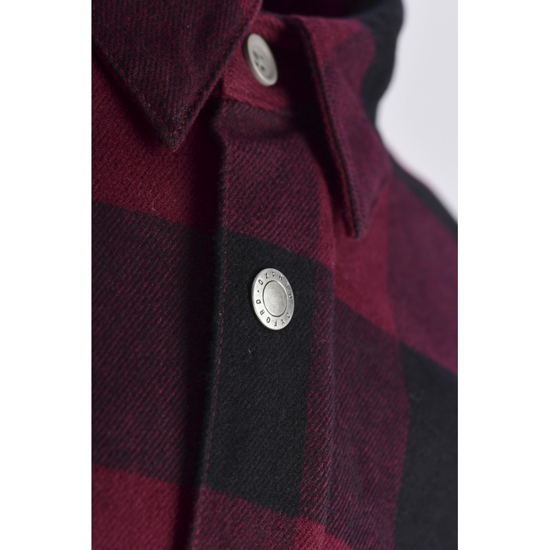 Chemise moto Oxford Kickback 2.0 rouge et noir soldes