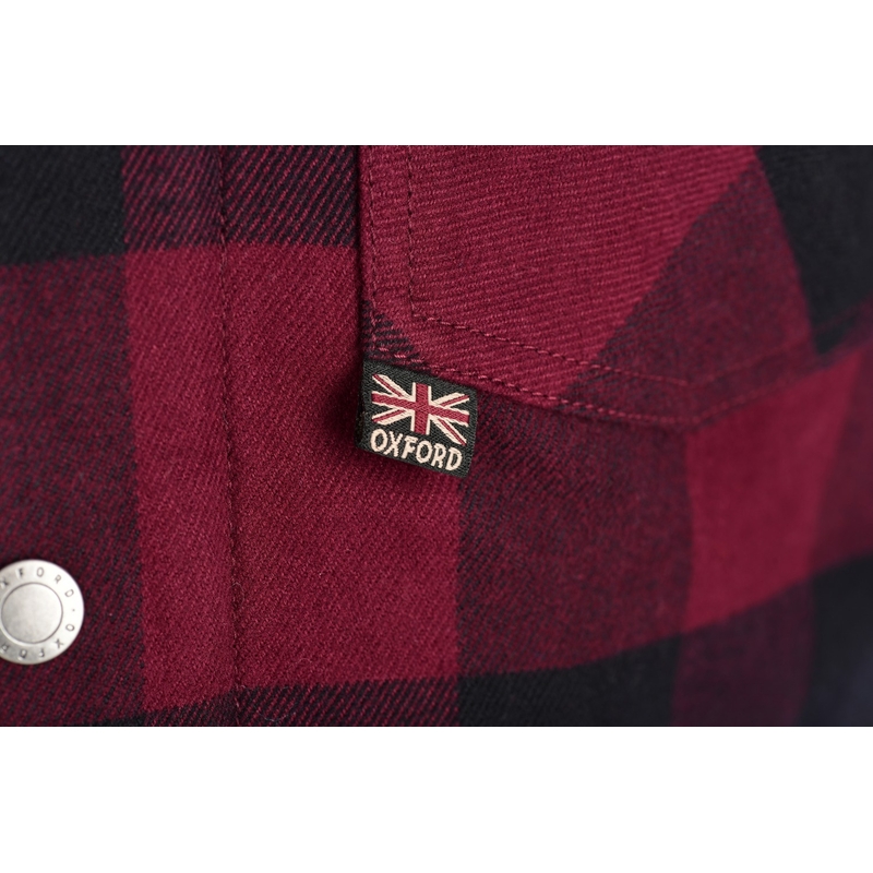 Chemise moto Oxford Kickback 2.0 rouge et noir soldes