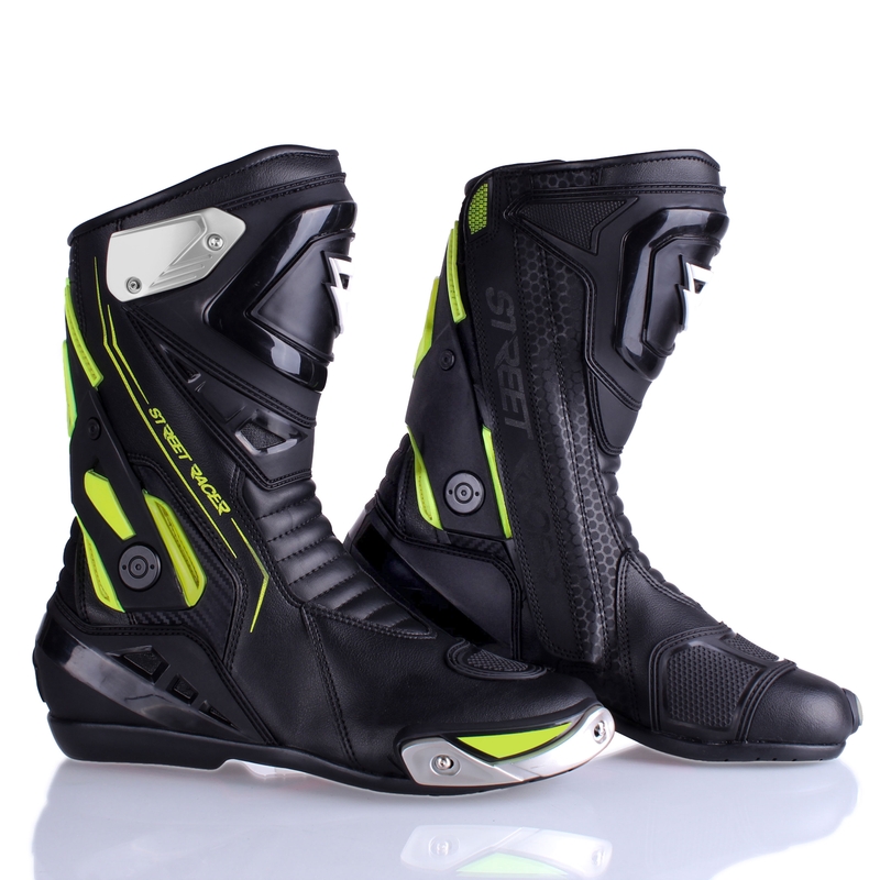 Bottes moto Street Racer GTR noir-jaune fluo